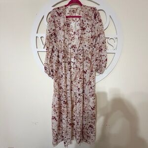 Rebellious One Floral Long Sleeve Top - Cream and Brown